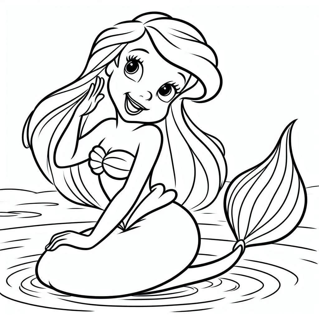 Desenho de Princesa Ariel de Disney para Colorir