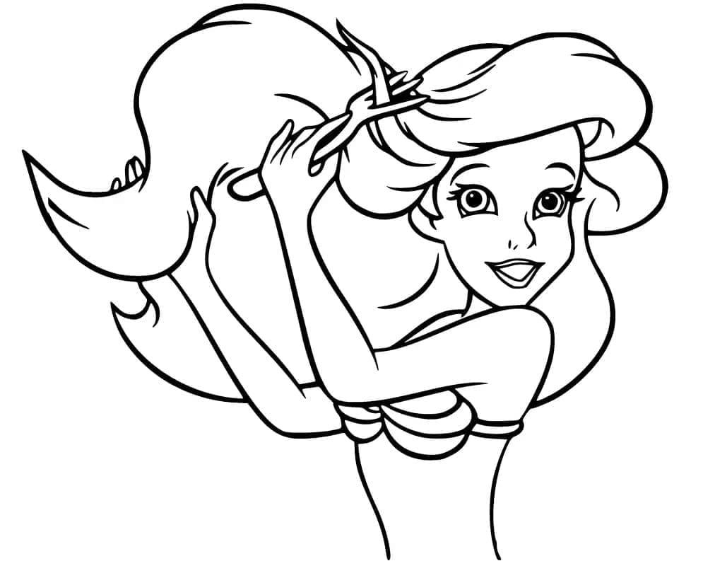 Desenho de Adorável Ariel para Colorir