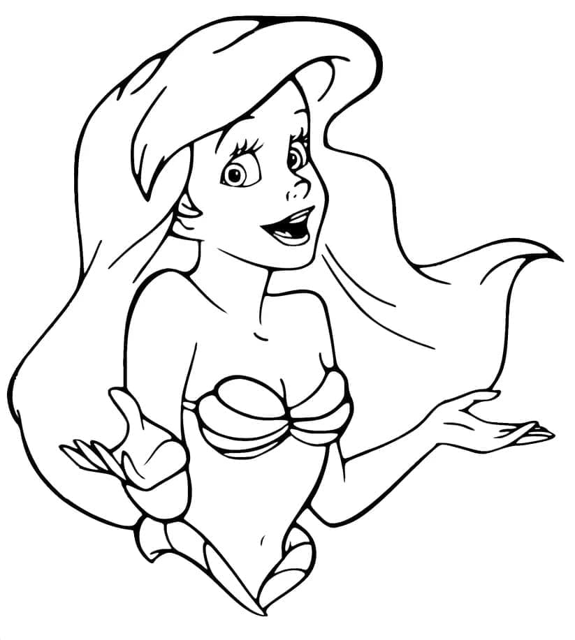 Desenho de Ariel Cantando para Colorir