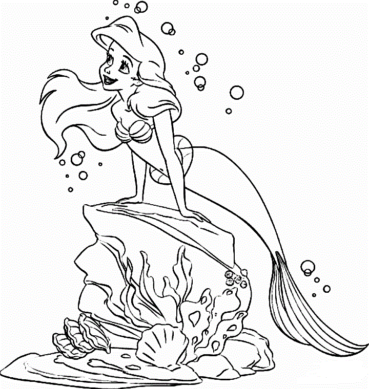 Desenho de Ariel no Fundo do Oceano Sê Divertindo para Colorir