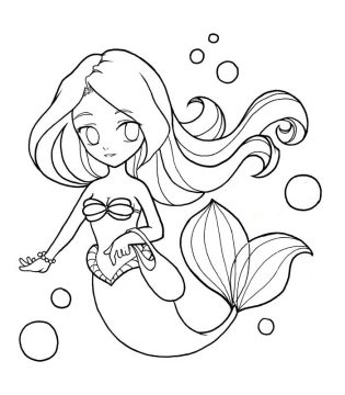 Desenho fácil de Colorir da Princesa Ariel