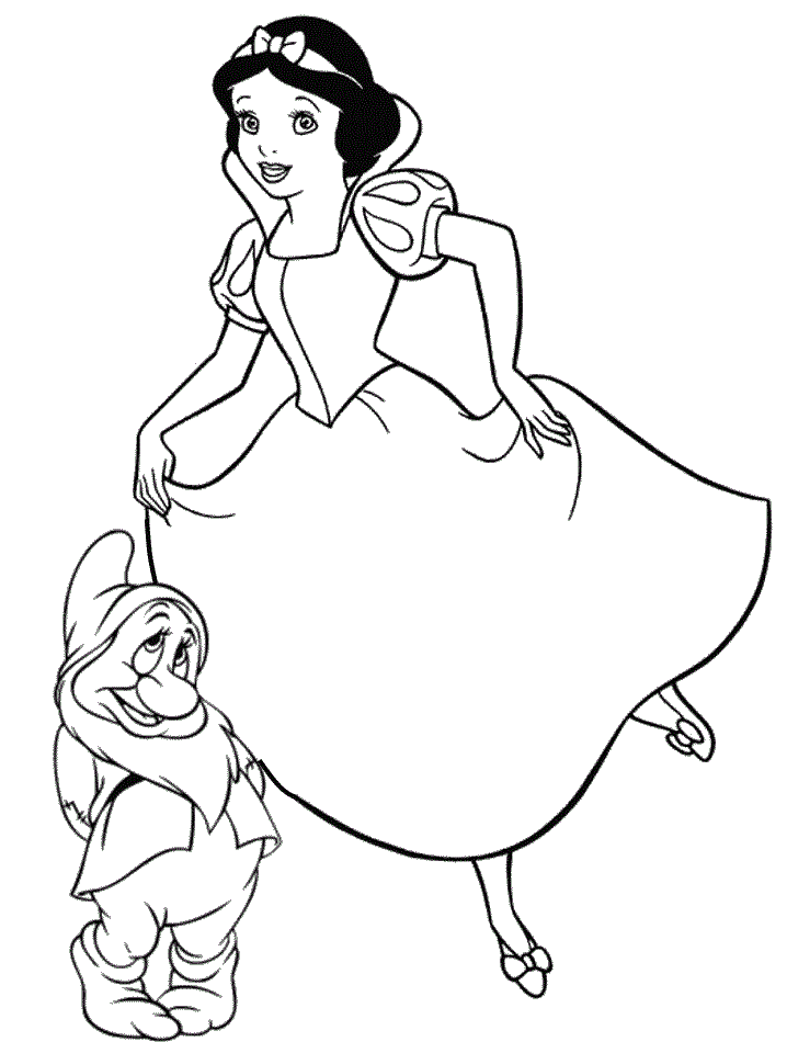 Desenho Branca de Neve com anão para Colorir e Imprimir