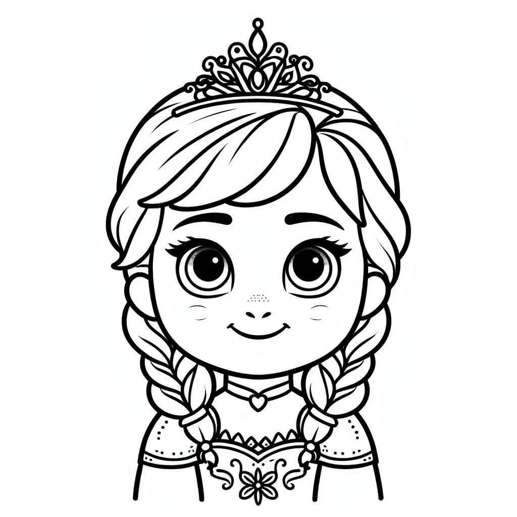 Desenho Princesa Anna com corôa para Colorir e Imprimir