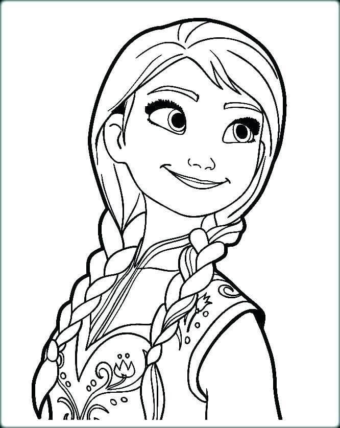 Desenho Princesa Anna Sorrindo para Colorir e Imprimir