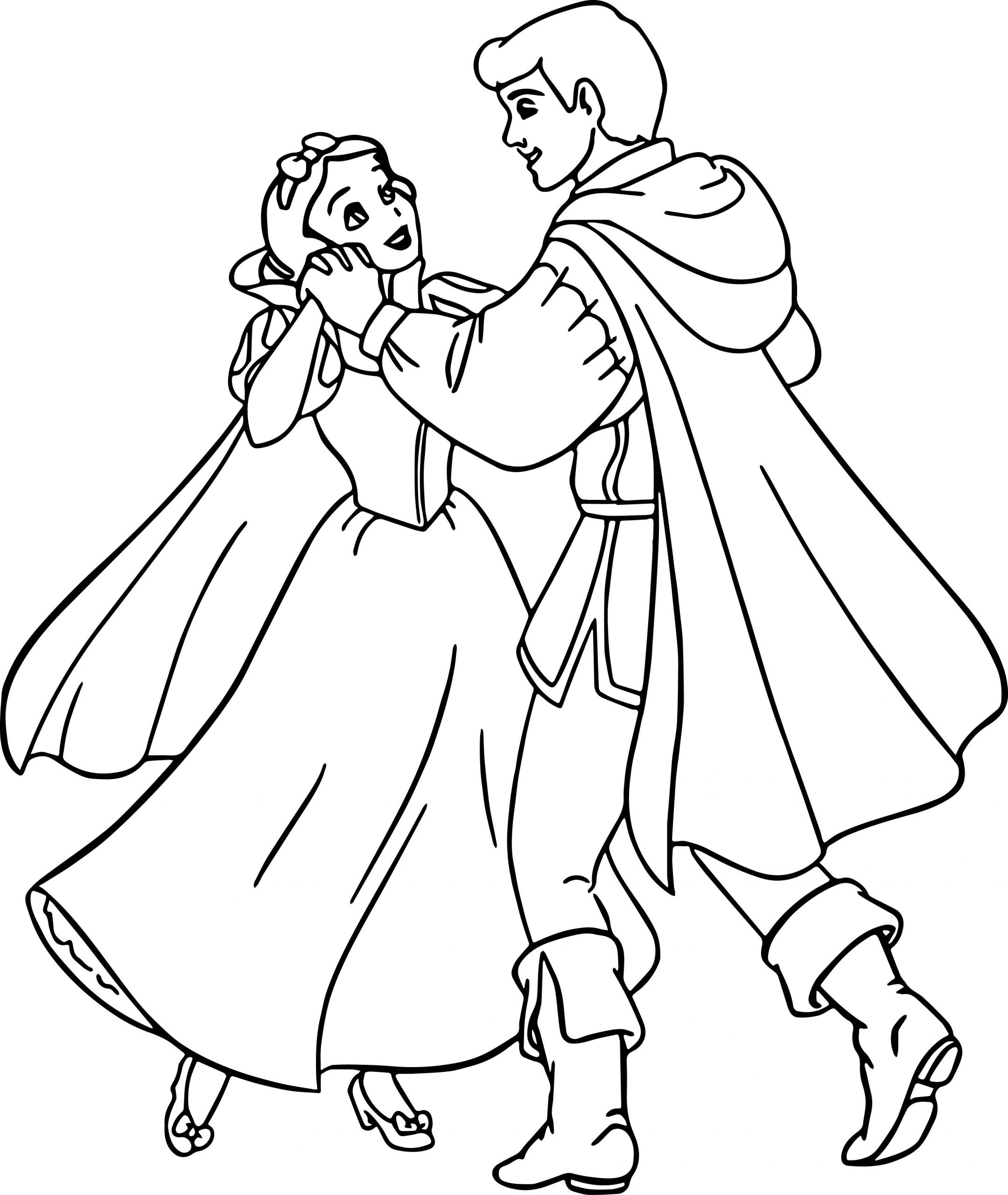 Desenho Princesa Bela e Fera dançando para Colorir e Imprimir