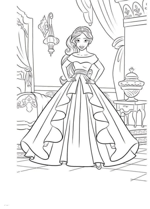 Desenho Princesa Elena no palácio para Colorir e Imprimir