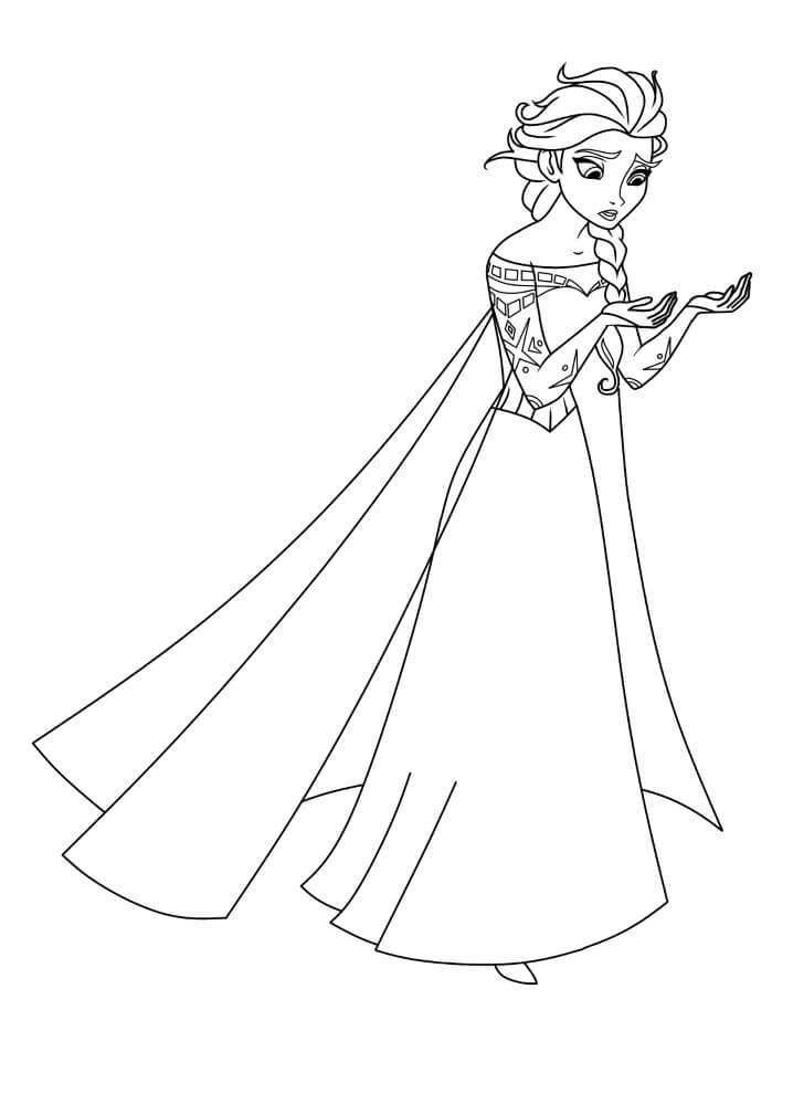 Desenho Princesa Elsa Triste para Colorir e Imprimir