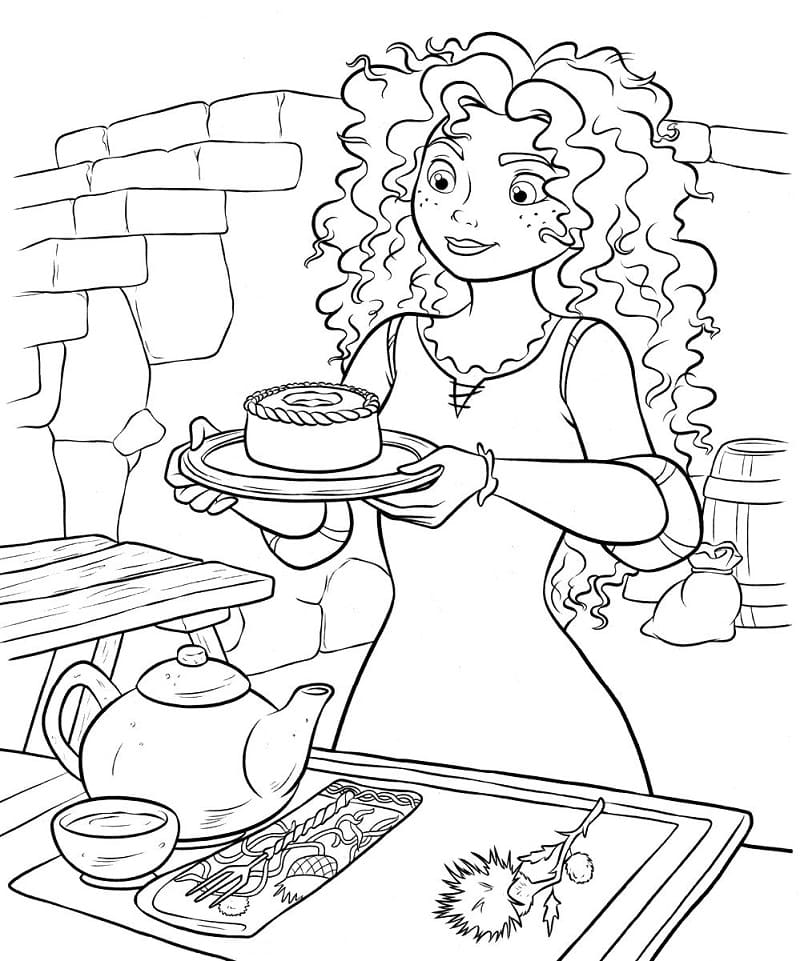 Desenho Princesa Merida com Cesta para Colorir e Imprimir