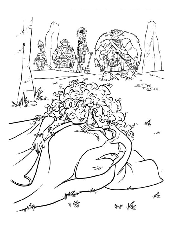 Desenho Princesa Merida com Urso para Colorir e Imprimir