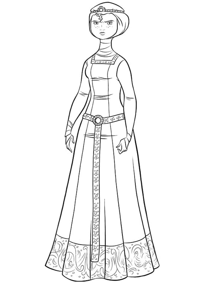 Desenho Princesa Merida em pé para Colorir e Imprimir