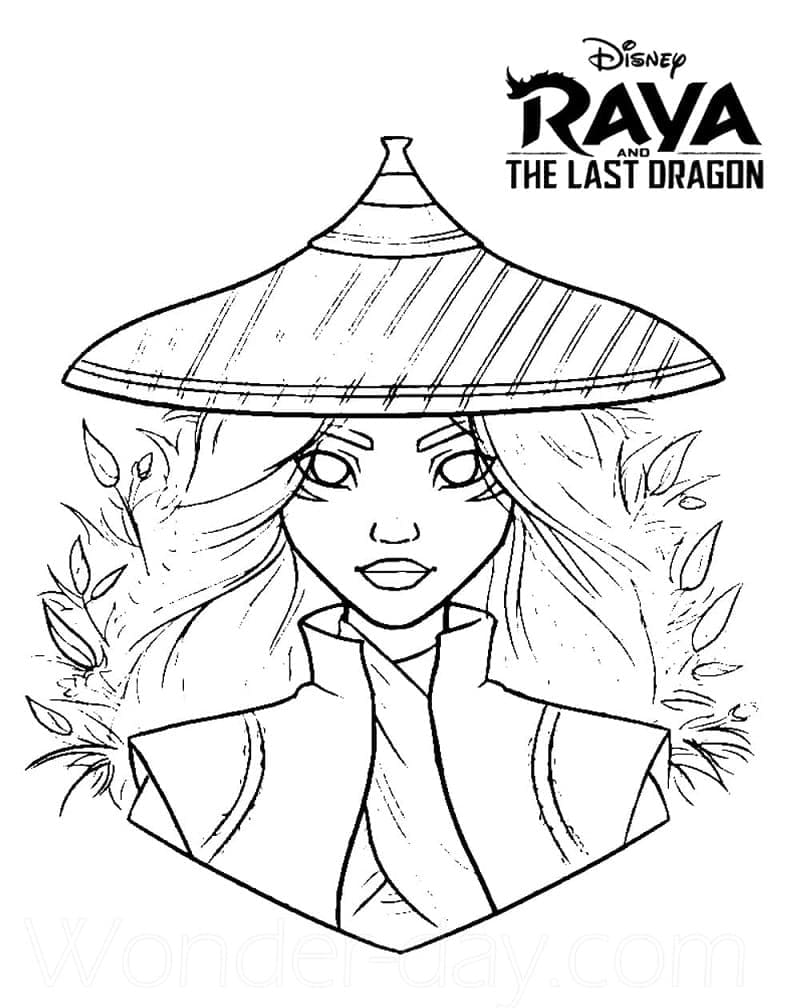 Desenho Princesa Raya com chapéu para Colorir e Imprimir