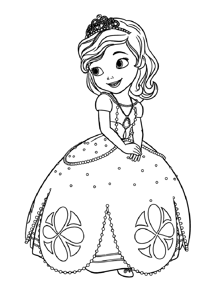 Desenho Princesa Sofia com Vestido para Colorir e Imprimir