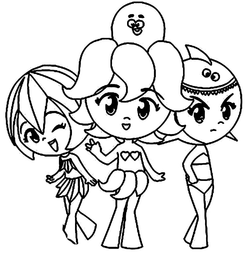 Desenho Princesas do Mar Juntas para Colorir e Imprimir