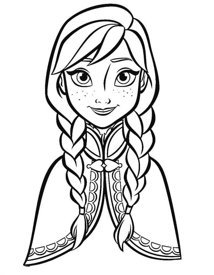 Desenho Rosto da Princesa Anna para Colorir e Imprimir