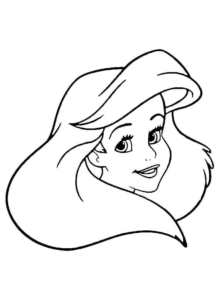 Desenho Rosto da Princesa Ariel para Colorir e Imprimir