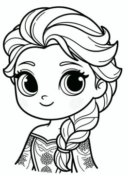 Desenho Rosto da Princesa Elsa para Colorir e Imprimir