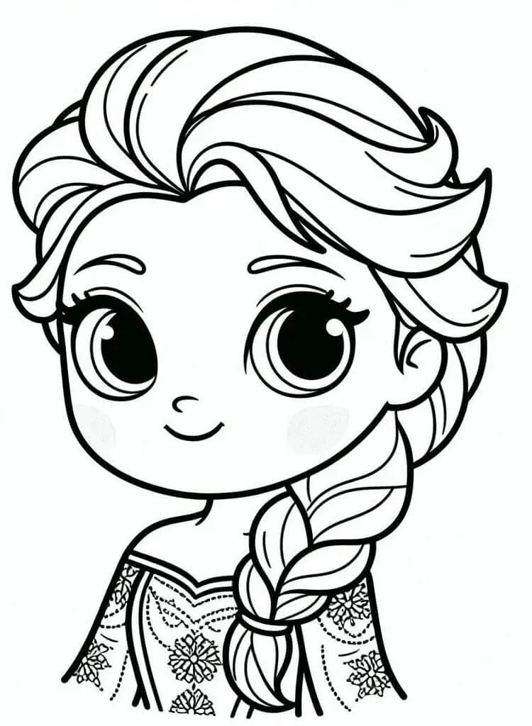 Desenho Rosto da Princesa Elsa para Colorir e Imprimir