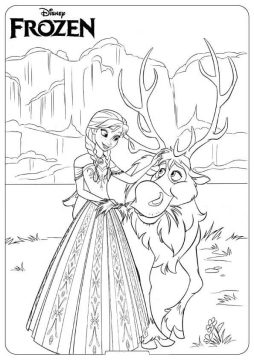 Desenho Sven e Anna na Neve para Colorir e Imprimir