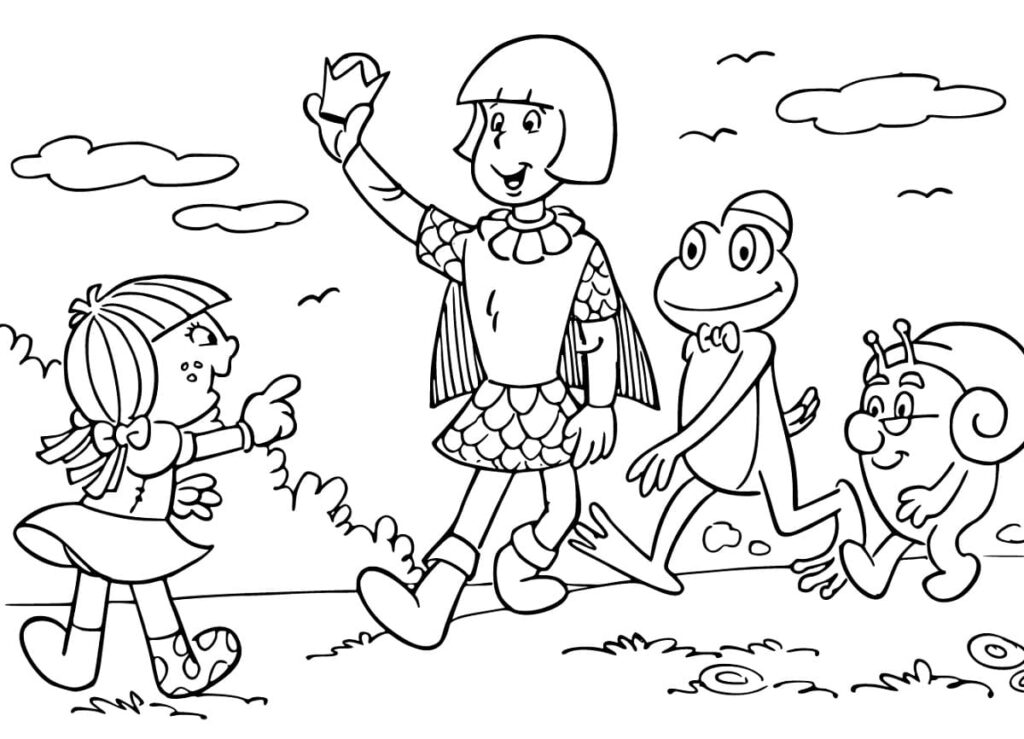 Desenho de Príncipe Escamado e Amigos para Colorir