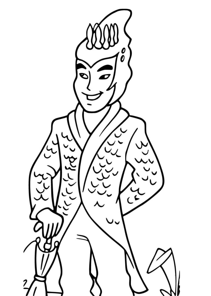 Desenho de Príncipe Escamado Sorridente para Colorir