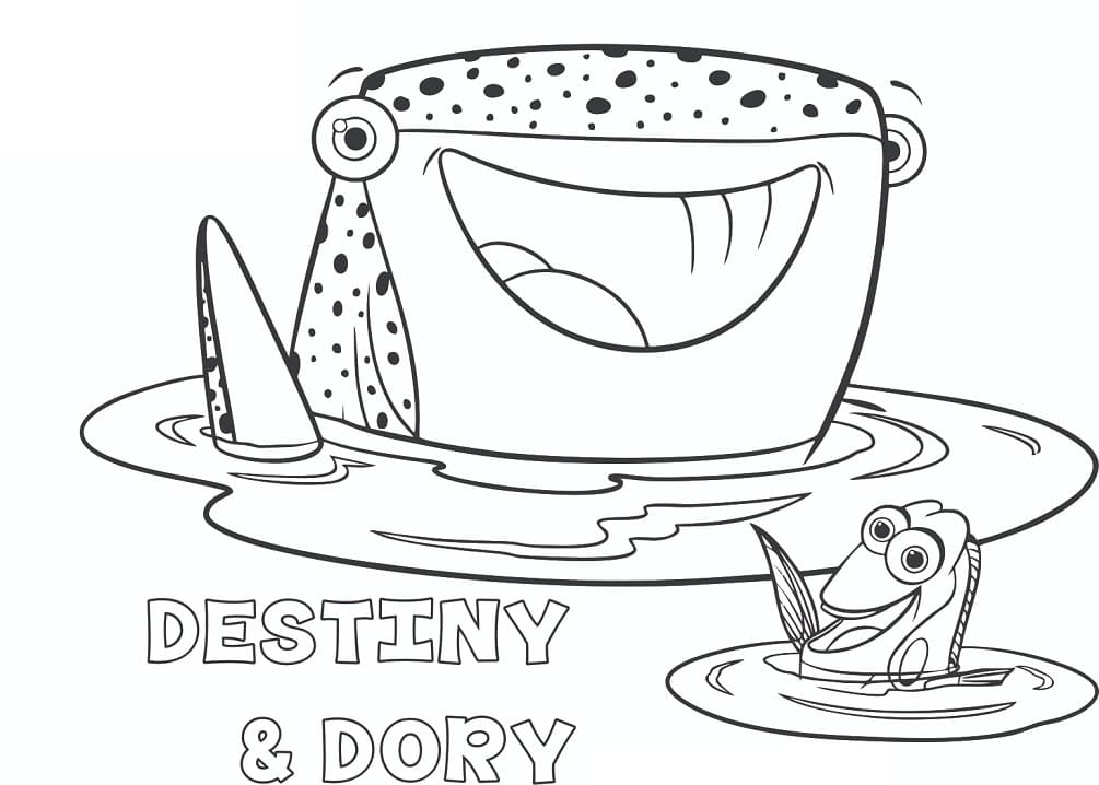 Desenho de Destiny e Dory de Procurando Dory para Colorir