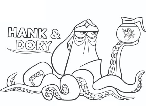 Desenho de Hank e Dory para Colorir