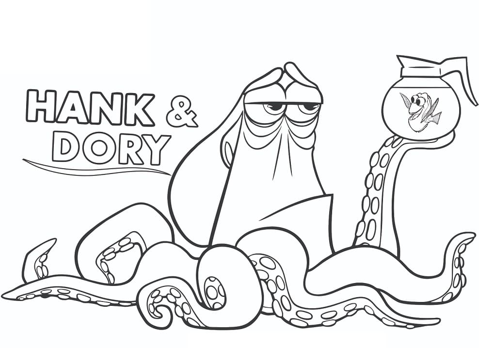 Desenho de Hank e Dory para Colorir