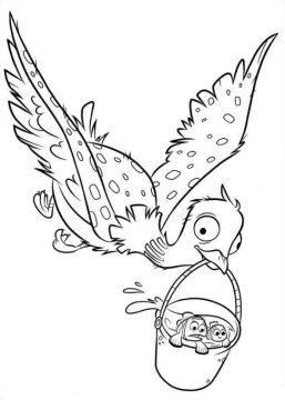 Desenho de Procurando Dory Dentro do Baude Voando para Colorir