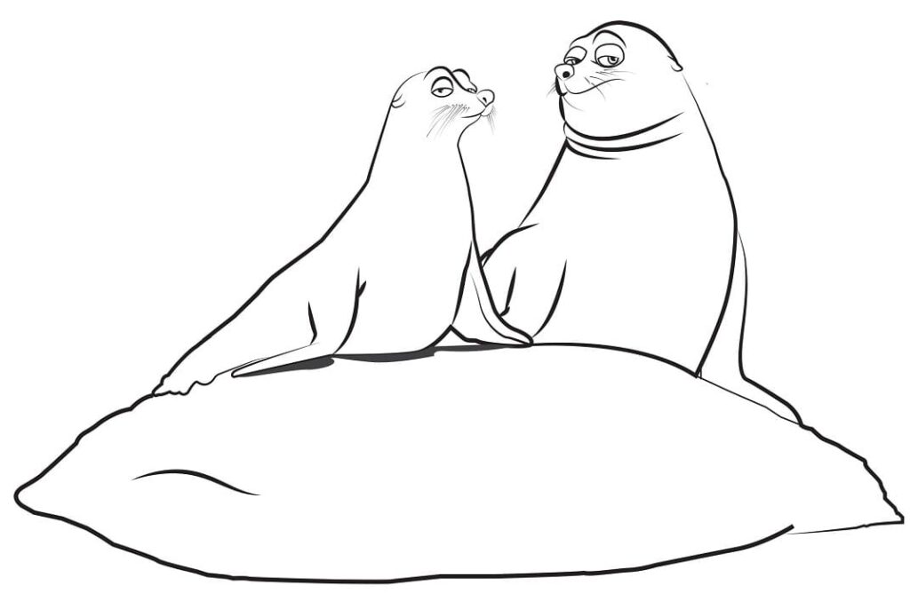 Desenho de Rudder e Fluke de Procurando Dory para Colorir