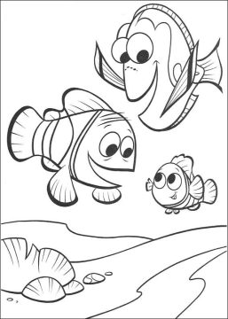 Desenho Marlin Nemo e Dory para Colorir