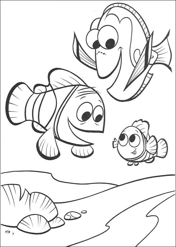 Desenho Marlin Nemo e Dory para Colorir