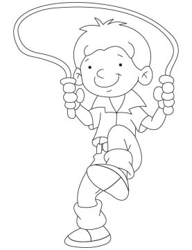 Desenho de Menino pulá Corda para Colorir