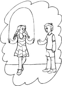 Desenho de Pular Corda Imprimível para crianças para Colorir