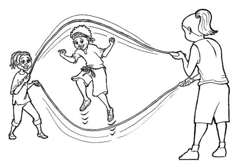 Desenho de Pular Corda Imprimível para Colorir
