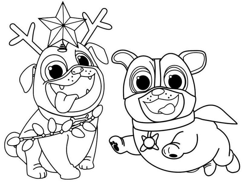 Desenho de Bingo com Rolly de Puppy Dog Pals para Colorir