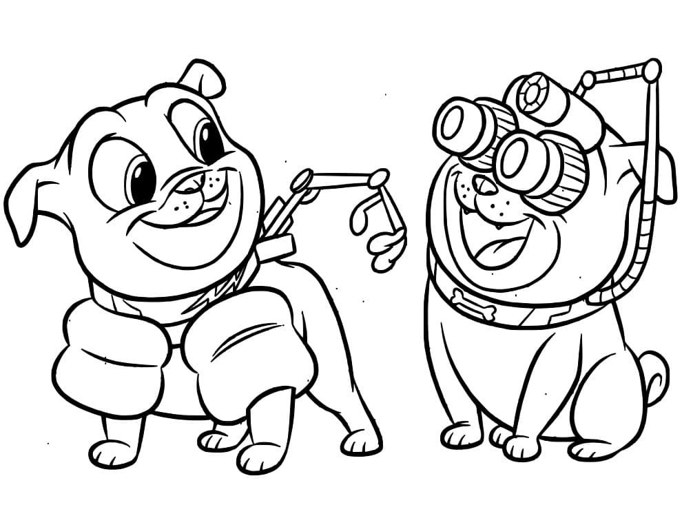 Desenho de Bingo e Rolly Puppy Dog Pals para Colorir
