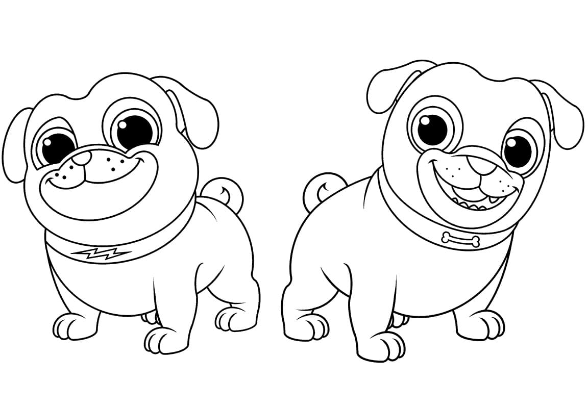 Desenho de Bingo e Rolly para Colorir