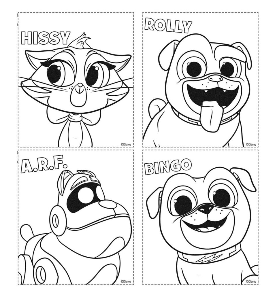Desenho de Personagens de Puppy Dog Pals para Colorir