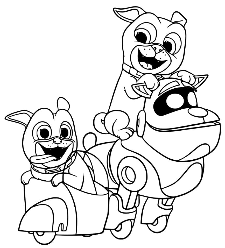 Desenho de Puppy Dog Pals Bingo e Rolly para Colorir