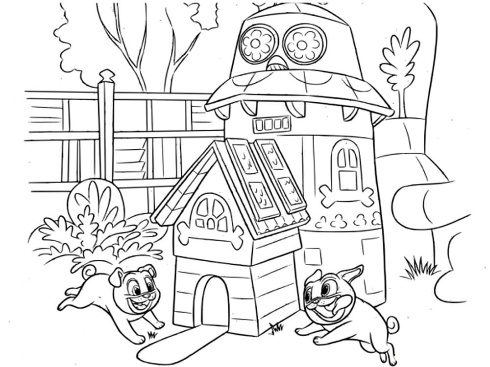 Desenho de Rolly e Bingo para Colorir