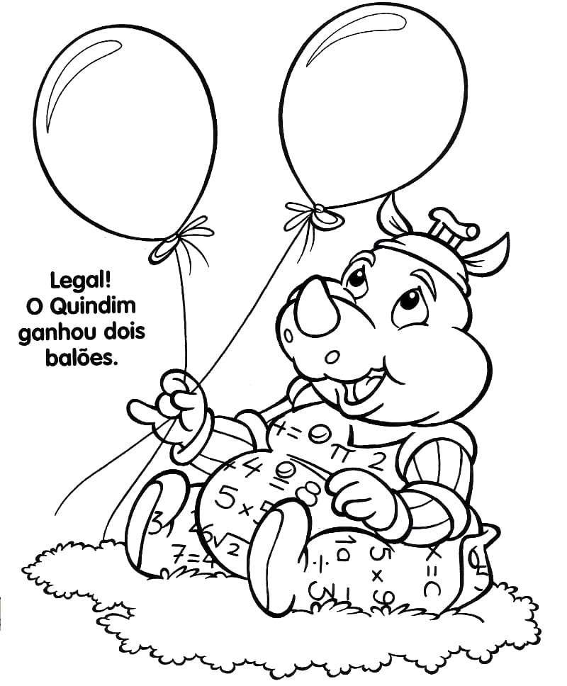 Desenho de Quindim com Balões para Colorir