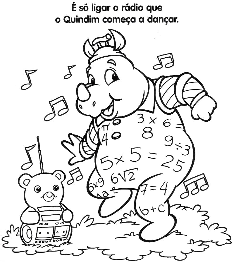 Desenho de Quindim Dançando para Colorir