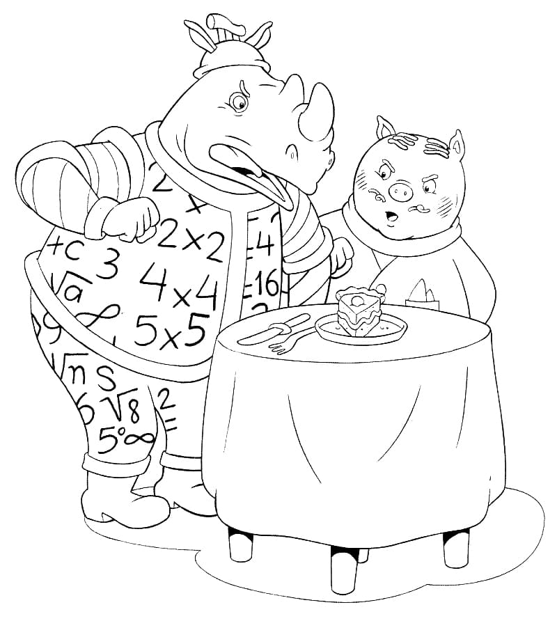 Desenho de Rabico e Quindim para Colorir