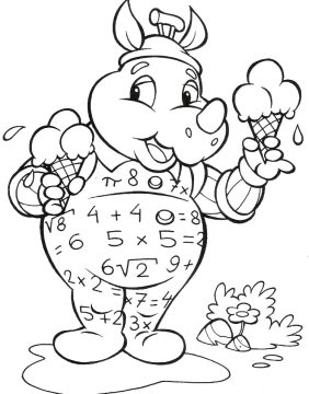 Desenho de sítio do Pica Pau Amarelo Quindim Segurando Sorvetes para Colorir