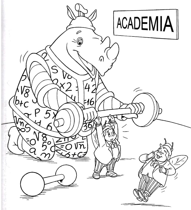 Desenho do Quindim na Academia para Colorir