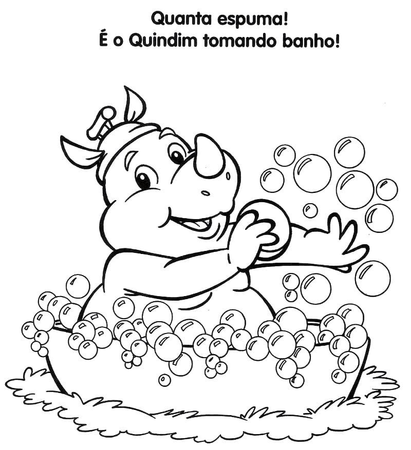 Desenho Quindim Tomando Banho para Colorir