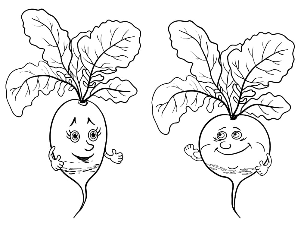 Desenho de Rabanetes de Desenhos Animados para Colorir