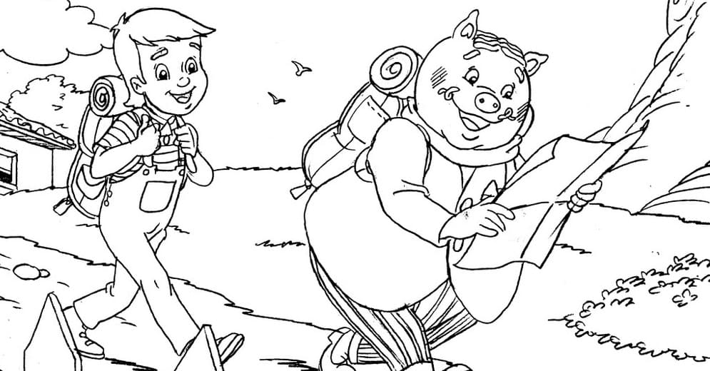 Desenho Pedrinho e Rabico para Colorir