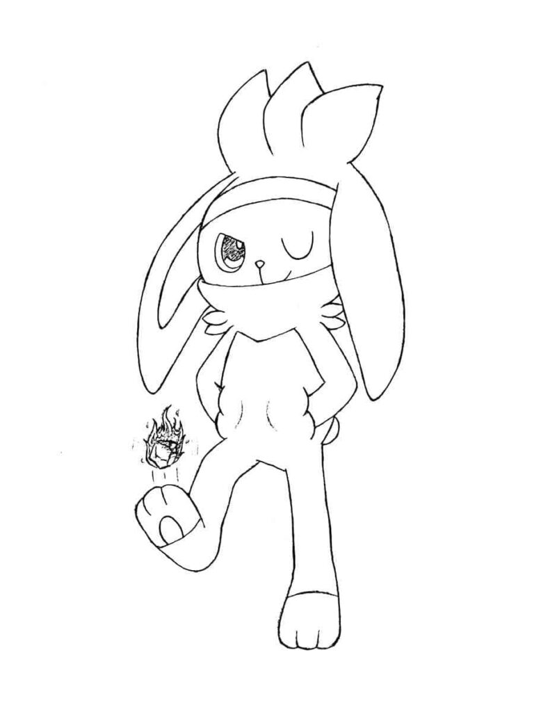 Desenho de Pokemon Raboot para Colorir