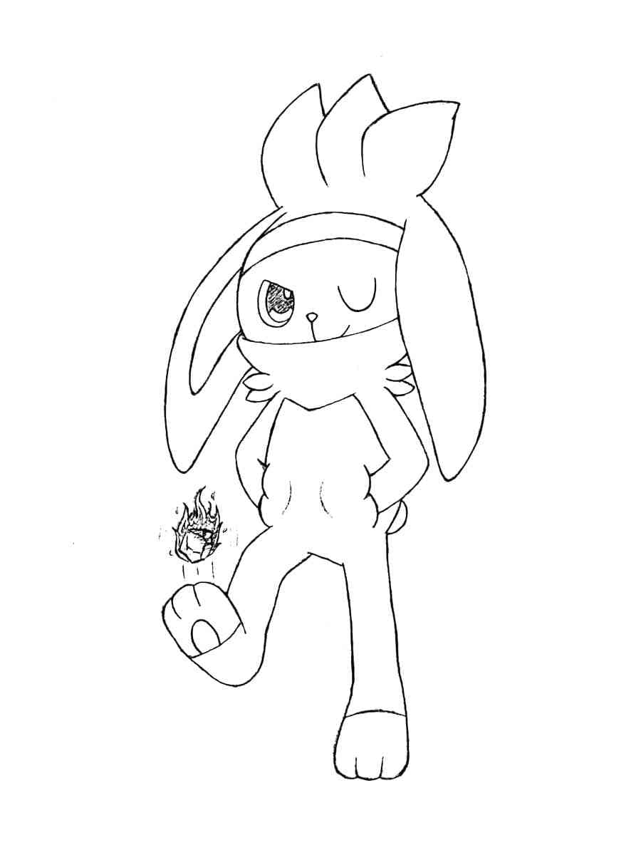Desenho de Pokemon Raboot para Colorir